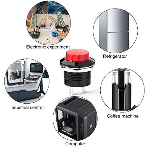 Momentary Push Button Switch Mini No Lock Round Switch AC 250V / 3A AC Red Cap