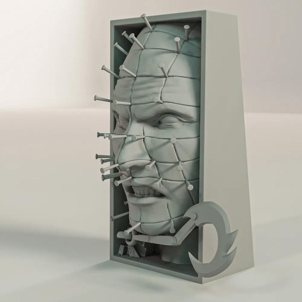 Pinhead Hellraiser Book Nook - Cenobite Horror Bookshelf Insert Decor