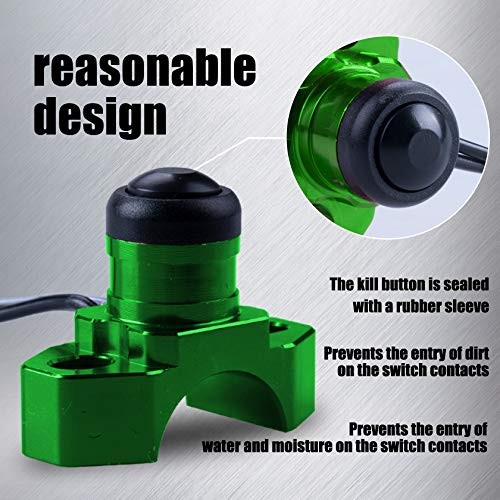 CNC Universal Motorcycle Engine Stop Start Kill with Mounting Backplate Green