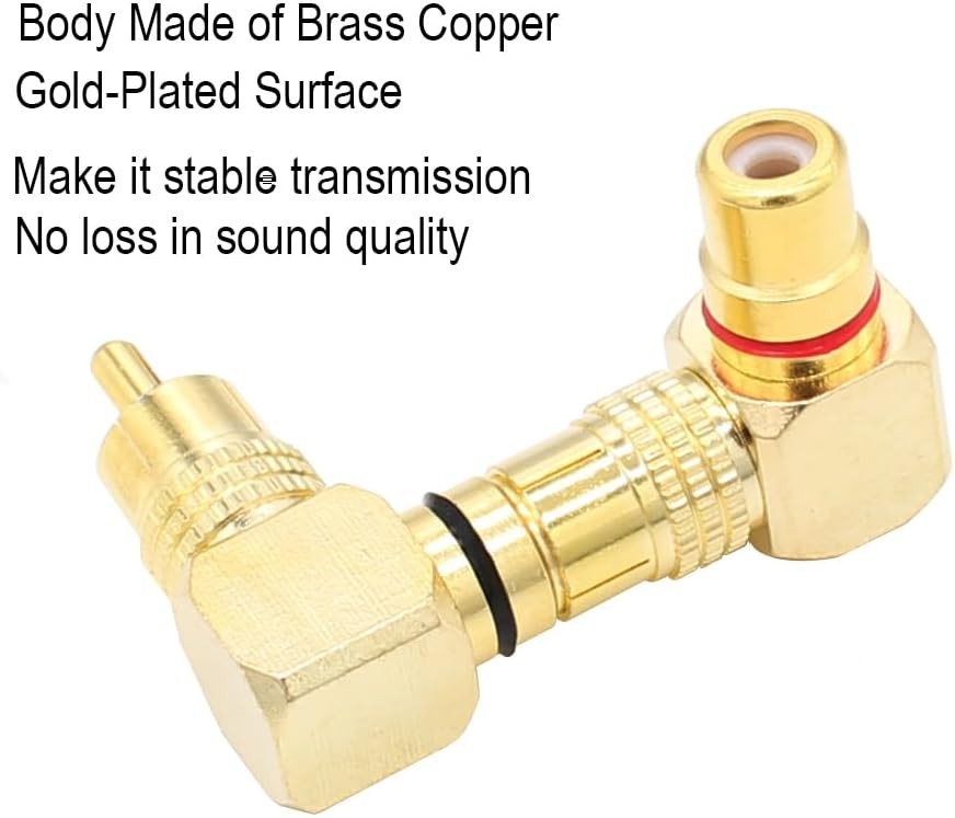 RCA Right Angle Adapter Gold-Plated 2-Pack 90 Degree Plug