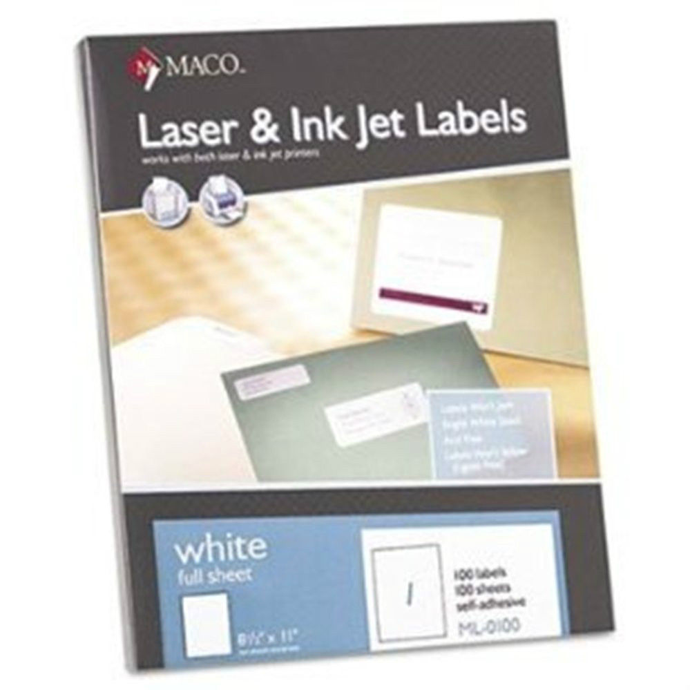 Maco ML-0100 Full-Sheet Shipping Label 100 sheets