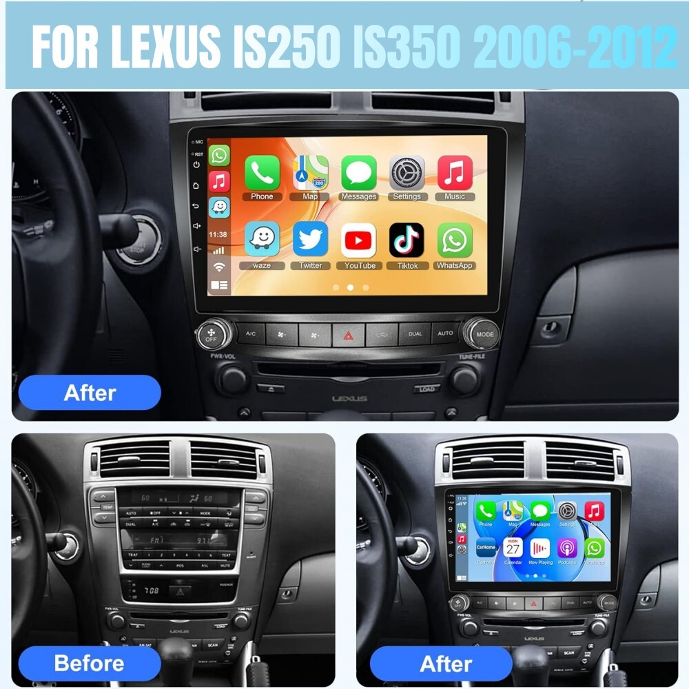 For Lexus IS250 IS350 2006-2012 Android 13 Apple CarPlay Car Stereo Radio GPS