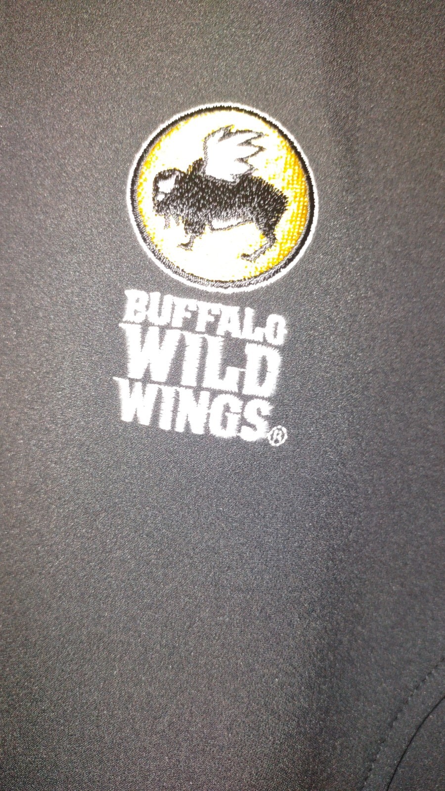 RARE NICE Employee Worn Adult M Buffalo Wild Wings Worker Vest Logo Black 🦬🍗🦬