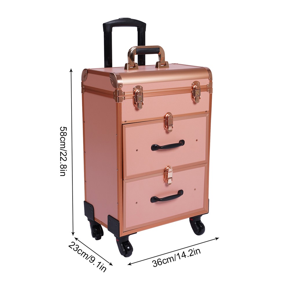 Rolling Makeup Case Large Trolley Makeup Organizer Cosmetic Storage Case Wheels