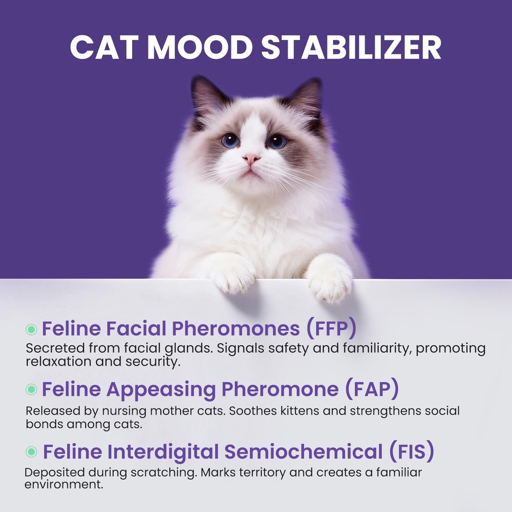 Cat Calming Pheromone Diffuser Starter Kit for Multi-Cat Plug-in + 2 Refills