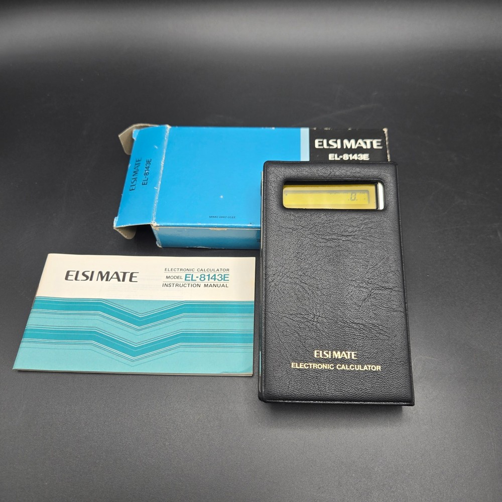 Vintage SHARP ELSI MATE EL-8143E Electronic Calculator w/ Case & Manual – Works