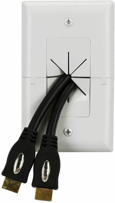 Split Wall Plate Flexible Open Low Voltage AV Cable Pass Through 1-Gang White