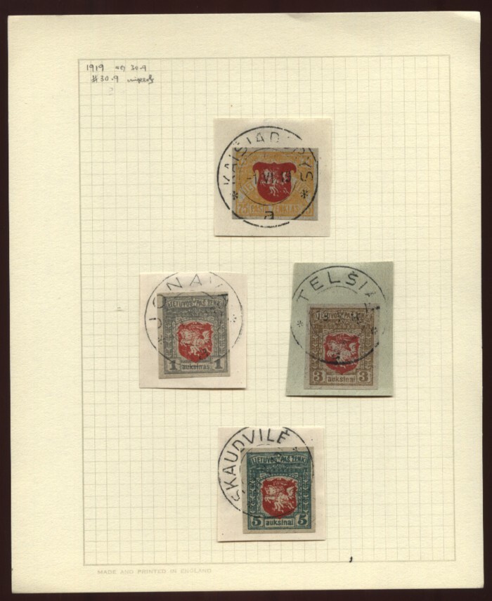 LITHUANIA 1919 GREY GRANITE PAPER SET ON PIECE
