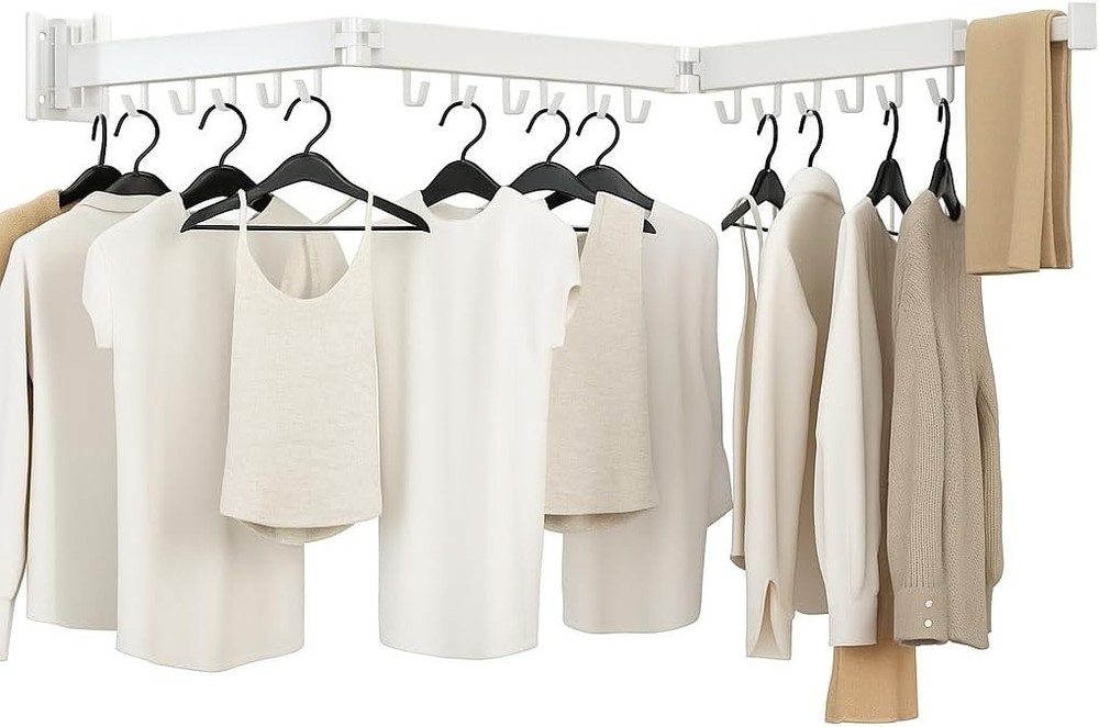Clothes Drying Rack Wall Mounted Laundry Drying Rack Upgrade 3-Fold Foldable