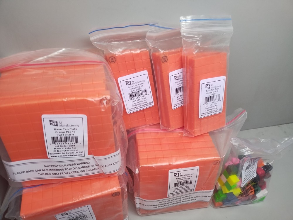 Math Manipulatives Plastic Blocks Lot Base Ten Decimeter, Flats, Rods, Cubes.NEW