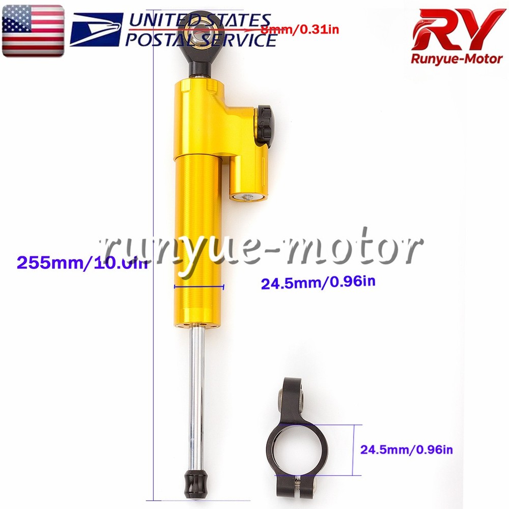 Gold CNC Adjustable Steering Damper Stabilizer Linear Control Universal Aluminum