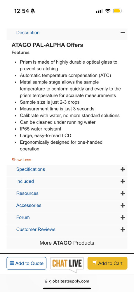 Atago Pocket Refractometer Digital Meter