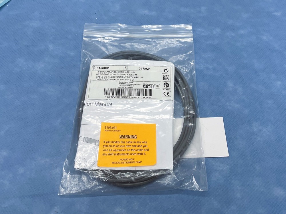 R. Wolf 8108.031 High Frequency Bipolar Connecting Cable, New