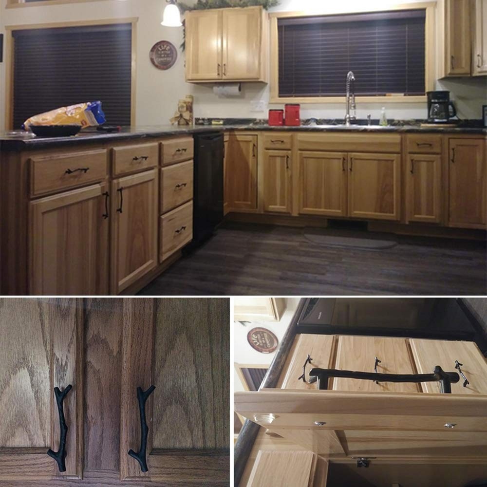 10x Cabinet Handle Pulls Wardrobe Drawer Door Cupboard Knobs Twig Hole Center...