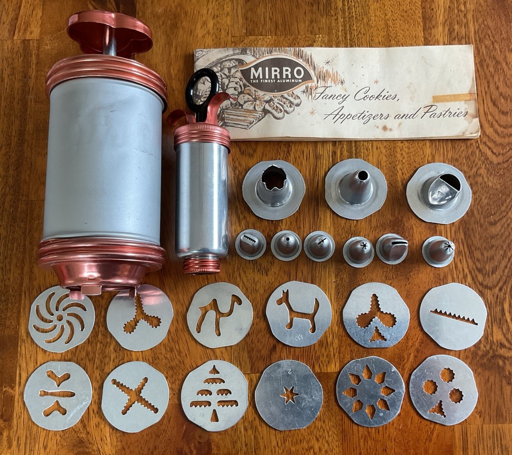 3” Diameter Mirro Cookie Press with 12 Discs 3 Tips and Decorator with 6 Tips
