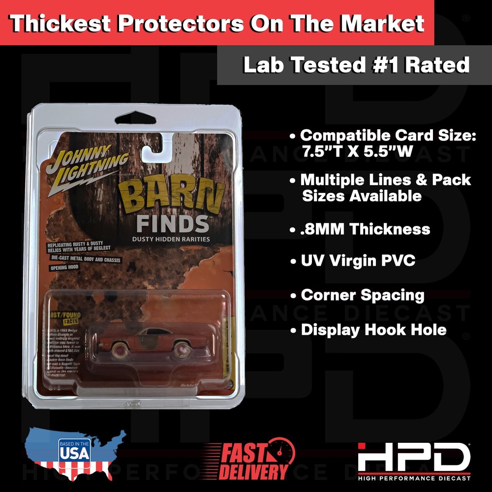 100 PACK HPD PROTECTOR CASE (JOHNNY LIGHTNING / AUTOWORLD) .8MM HEAVY DUTY
