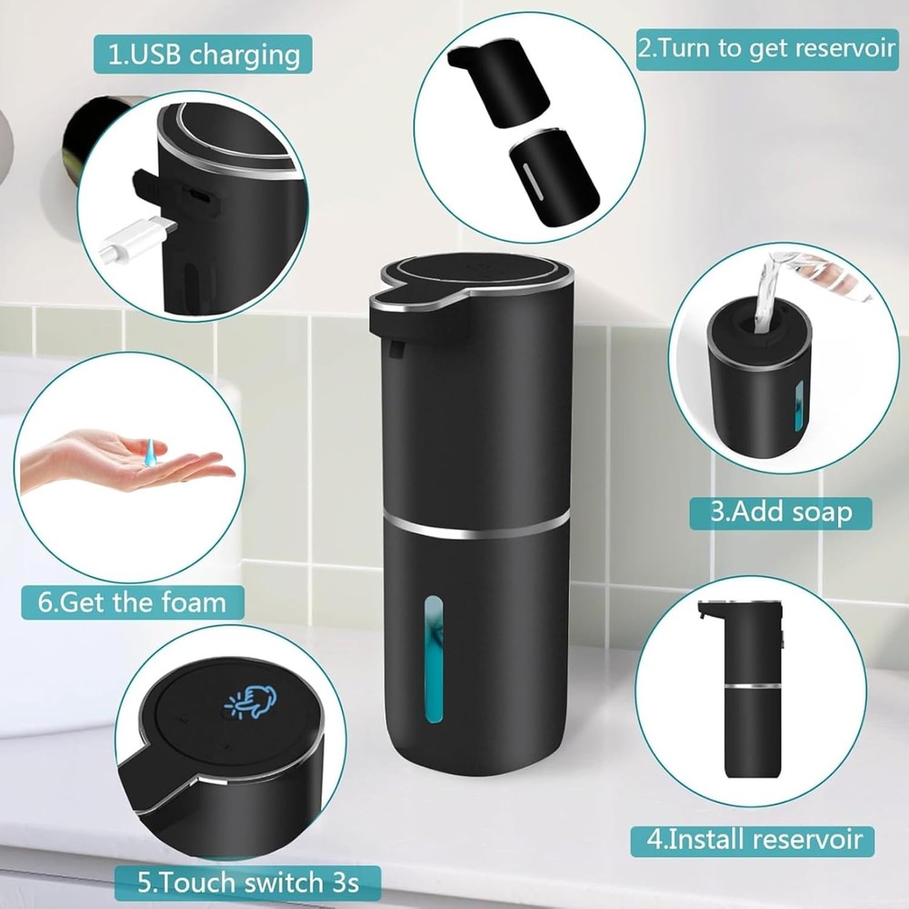 Automatic Touchless Liquid Soap Dispenser 13.5oz USB Rechargeable Electric Pump