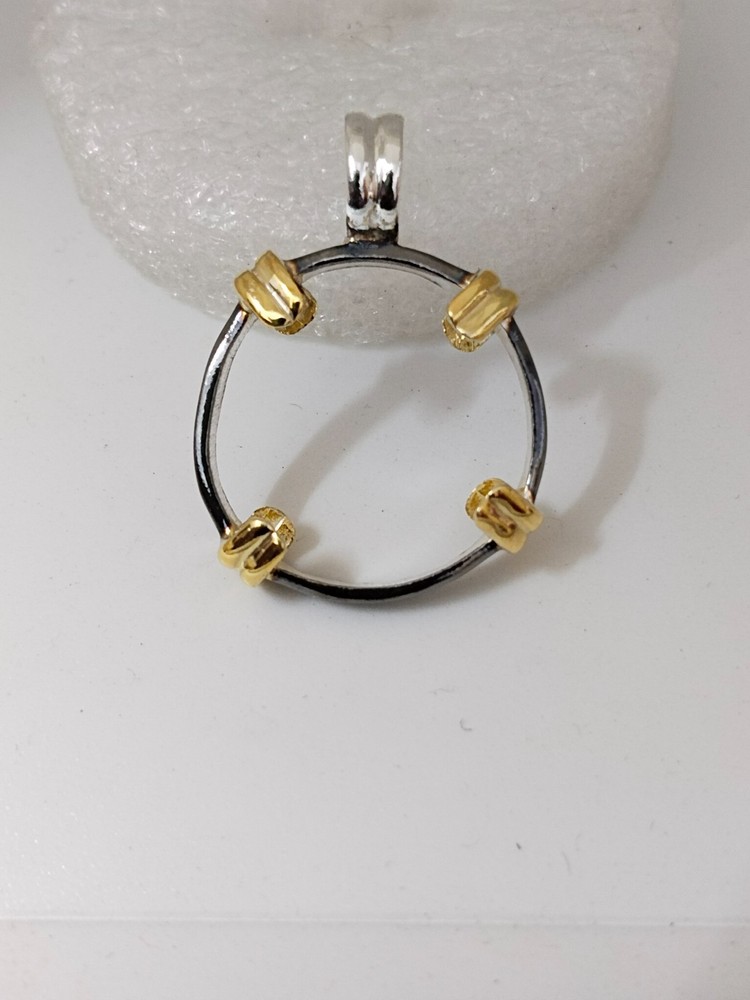 925 Solid Sterling Silver Black Pendant Blank Bezel Holder Coin Handmade