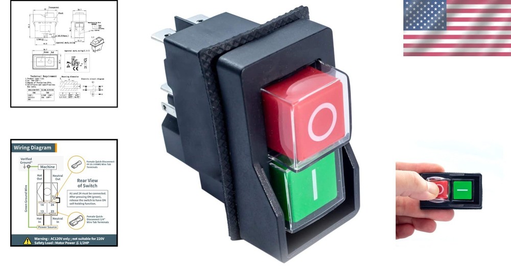9A Magnetic On/Off Switch - Versatile & User-Friendly for Woodworking Tools
