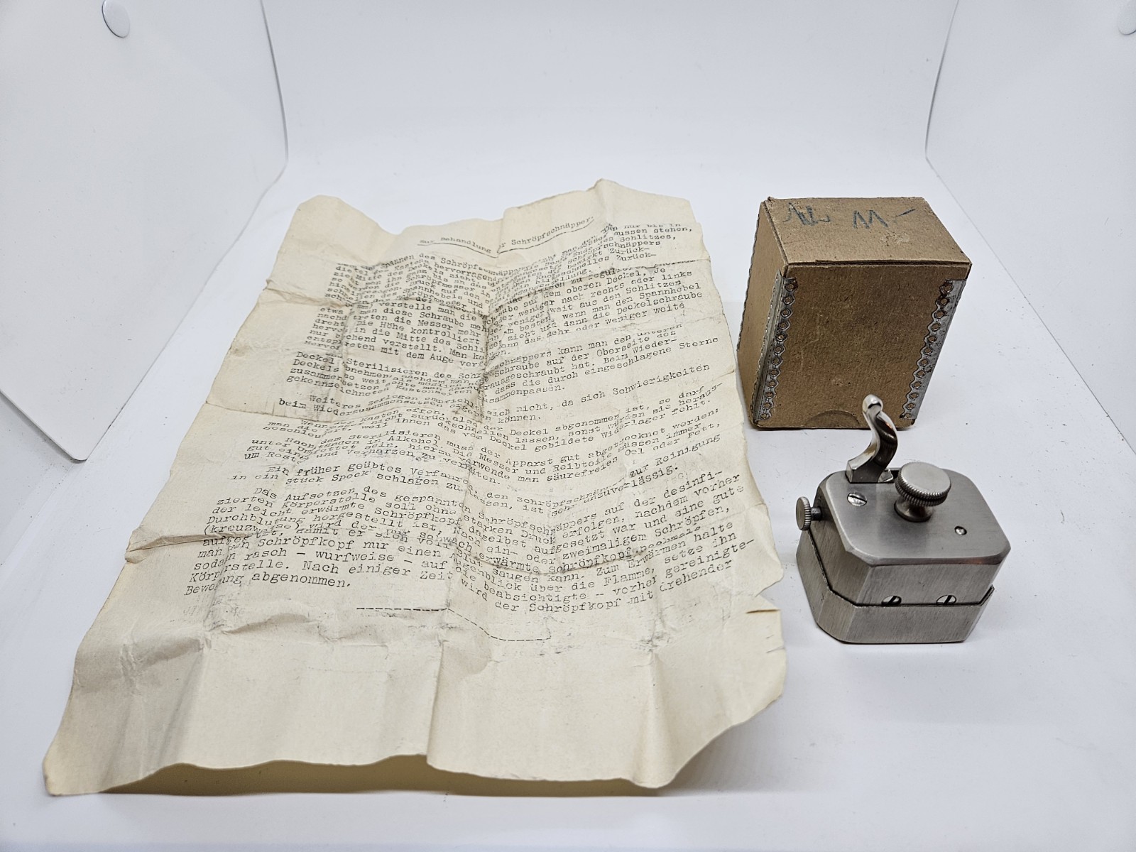 Antique German Victorian Scarificator Bloodletting Quack Medical Device with Box