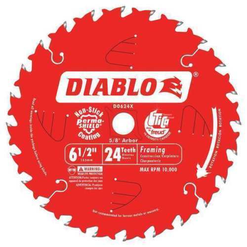 Diablo D0624A 6-1/2" 24T Circular Saw Framing Blade fits Dewalt DCS391 DCS390