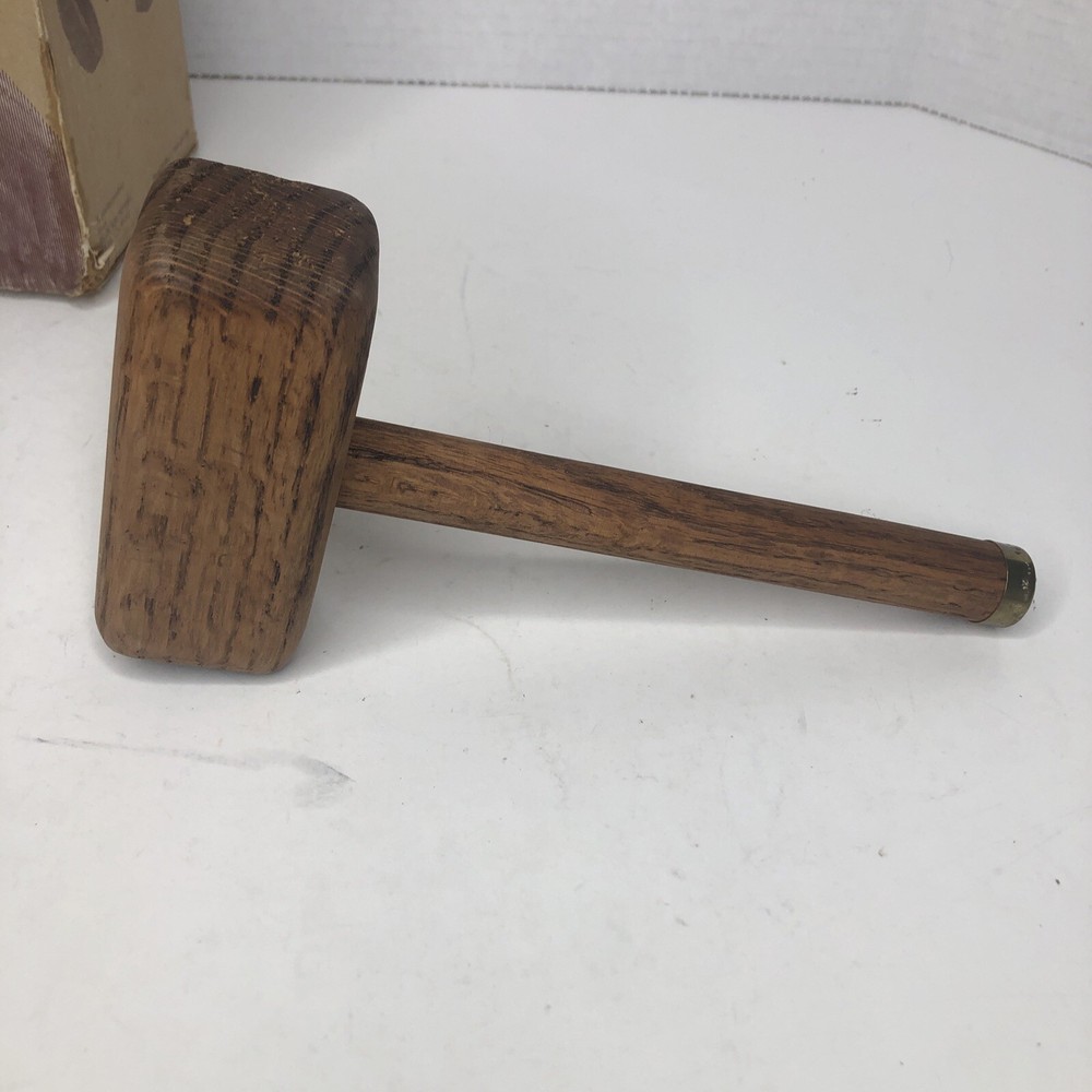 Vintage Blockbusters Wisecracker - Nutcracker Oak Brass Mallet&Nut Holder w/Box