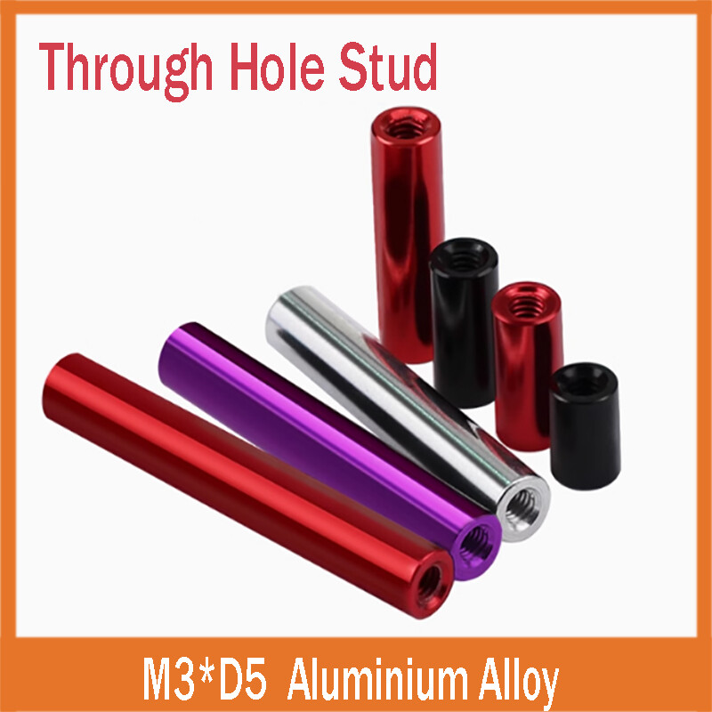 M3 Cylindrical Aluminium Columns Through-Hole Long Nuts Threaded Connecting Post