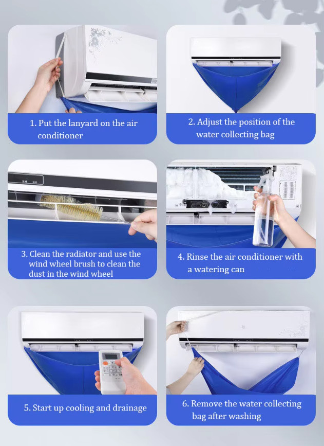 Mini Split AC Cleaning Bag Kit with Drain Hose, Reusable Mini Split Cleaning Bag