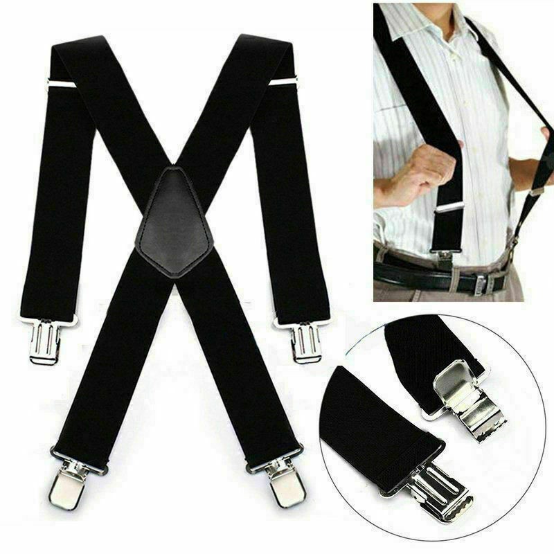 High Elastic General Pants Cross X Shape Suspender Strap Leather Crosspatch