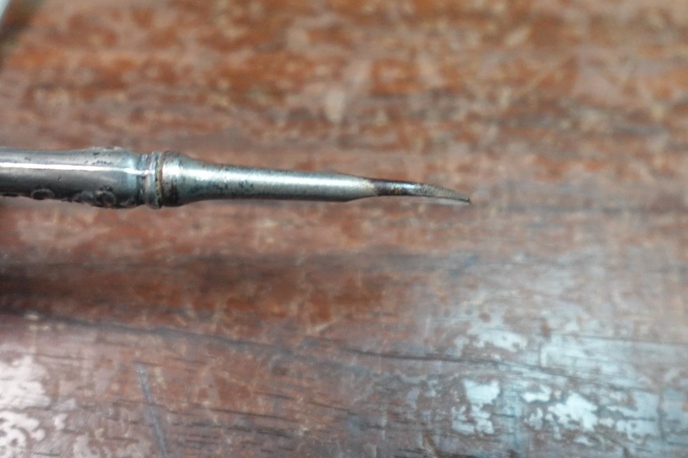 Antique Sterling Silver tea strainer diffuser spoon + Sterling scraper? vtg #180
