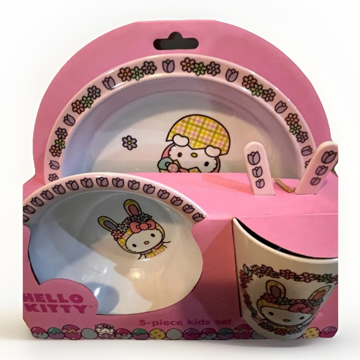 Hello Kitty Easter 5-piece Kids Dish Set Bowl Plate Cup