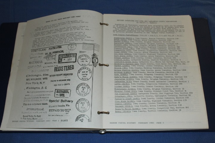 Wisconsin Badger Postal History Journal approx 1991 1999 BlueLakeStamps Useful!
