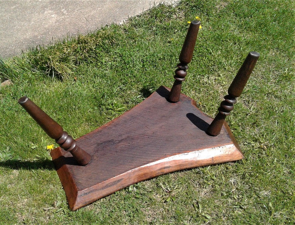 Antique Primitive Solid Walnut Plank Bench Live Edge 1900s Era