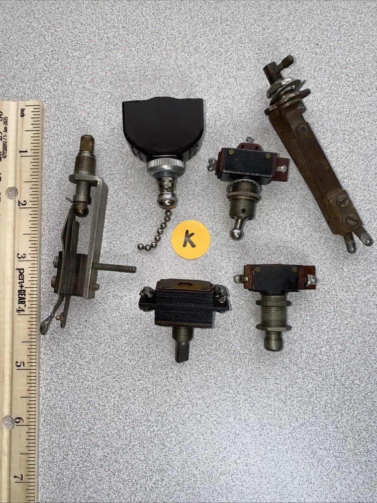 6 MISC VTG Switches Toggle, push button, pull chain, twist /push-pull on/off