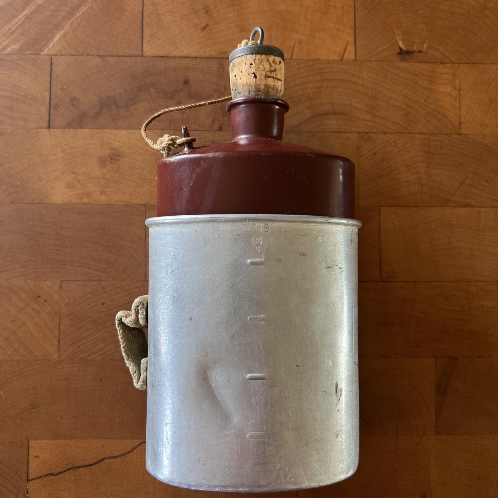 WW1 Era (1916) Enameled Swiss Army Canteen, F. Merker & Co. Baden