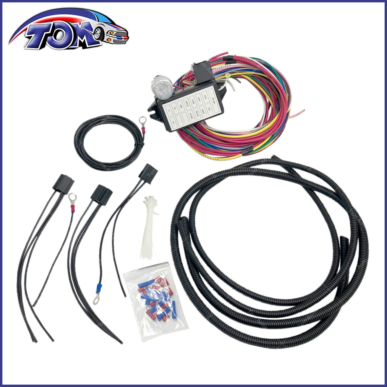 12 Circuit Universal Wiring Harness Muscle Car Hot Rod Street Rod XL Wires