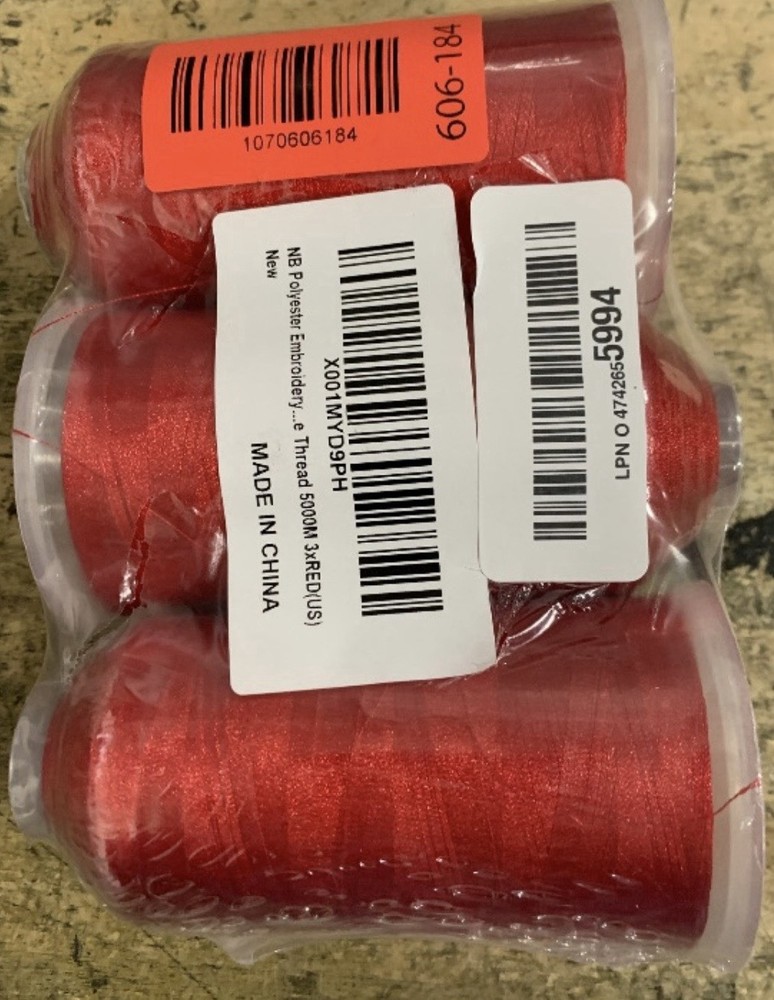 New Brothread 500M Polyester Embroidery Machine Thread Kit 3xRed