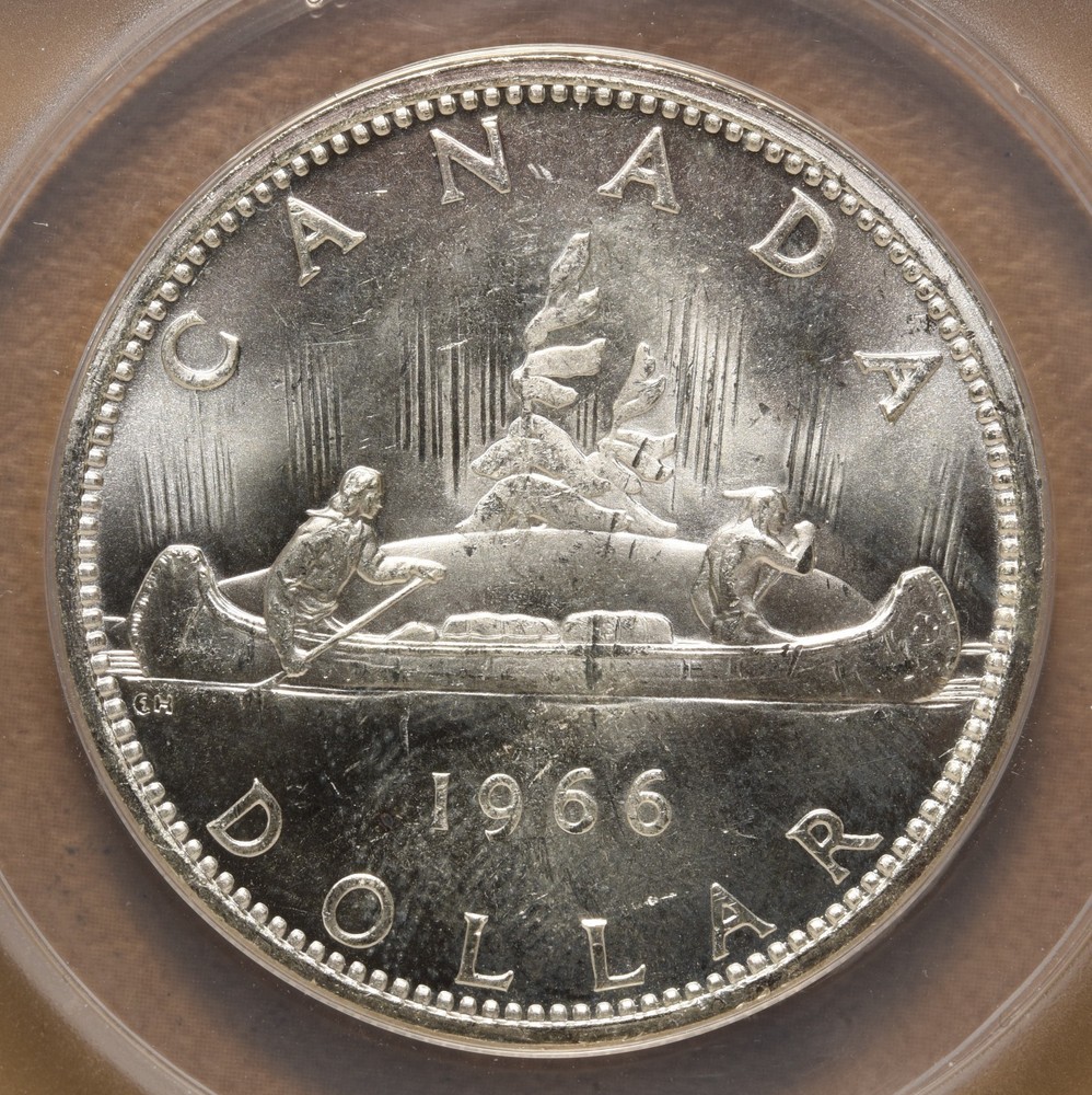 1966 Canada Silver Dollar with Large Beads ANACS MS61