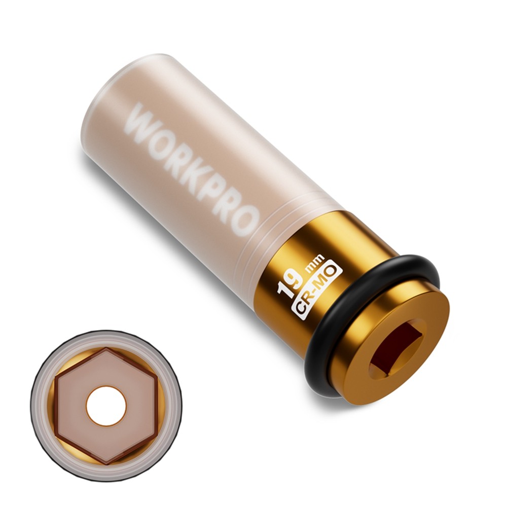 WORKPRO 1/2" Drive Lug Nut Impact Duty Socket 19mm Deep Thin Wall Socket 6 Point