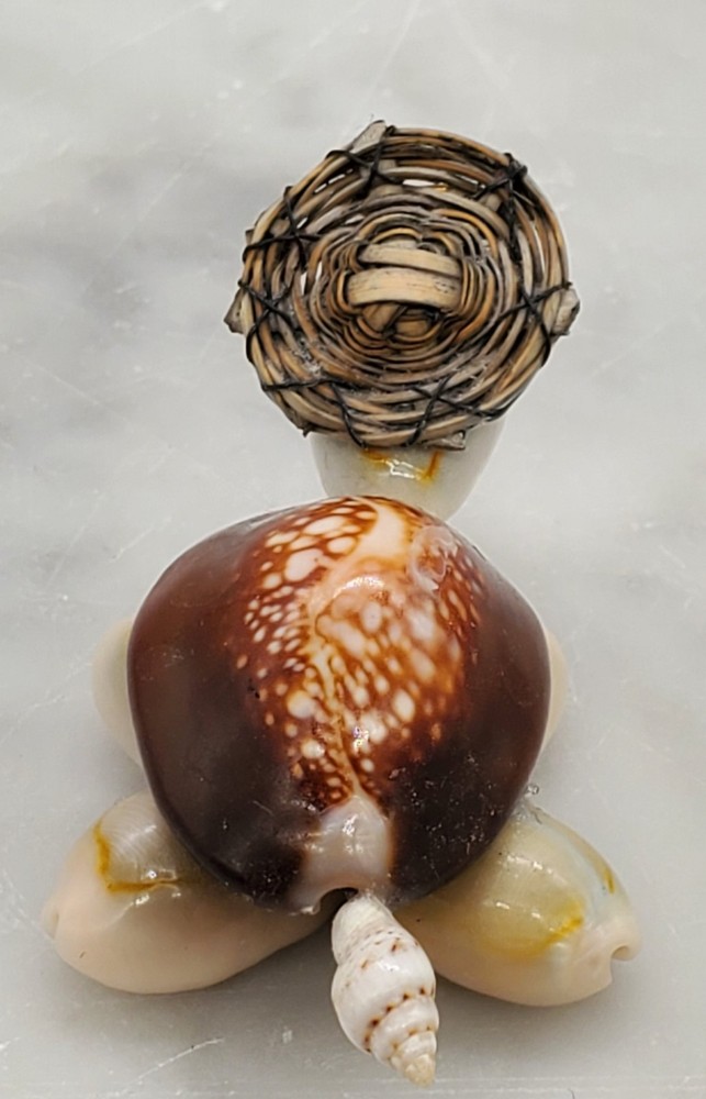 Tiny Turtle Tortoise Sea Shell Figurine Googly Eyes Black Hat