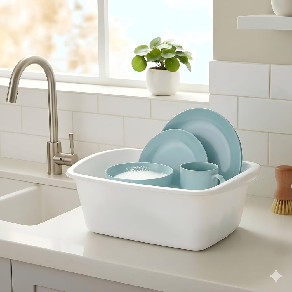 Heavy-Duty 12 Quart Plastic Dishpan - Ideal for Soaking and Storage Solutions
