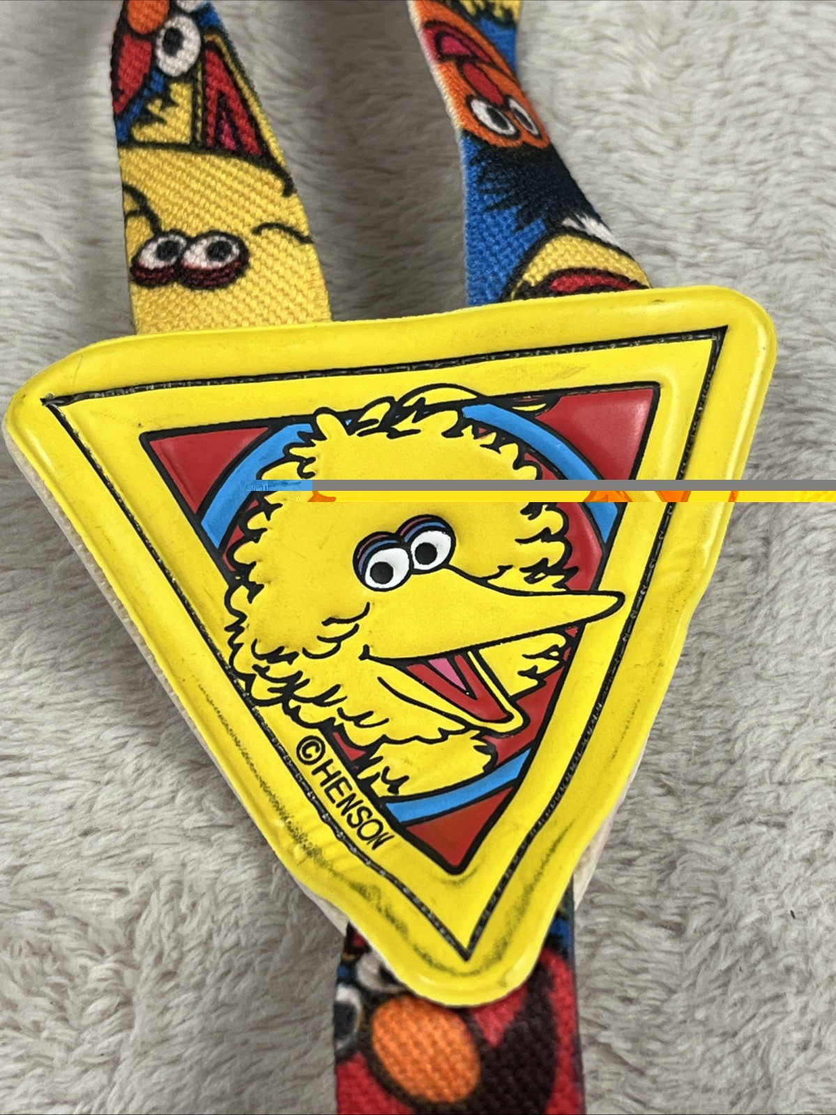 Vintage Sesame Street Big Bird Elastic Boys Adjustable Suspenders