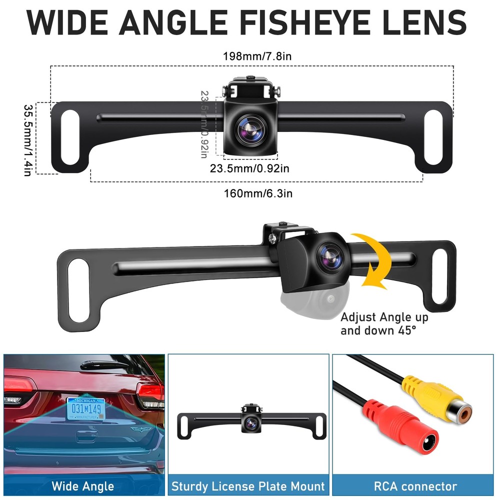 Backup Camera Reverse Camera AHD 1080P Night Vision Rear View Camera, License...