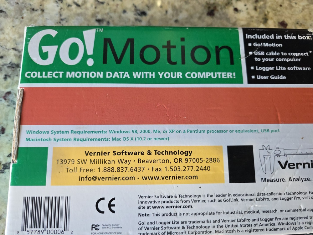 Vernier Go!Motion Vernier Sensor. Velocity & Acceleration data- USB