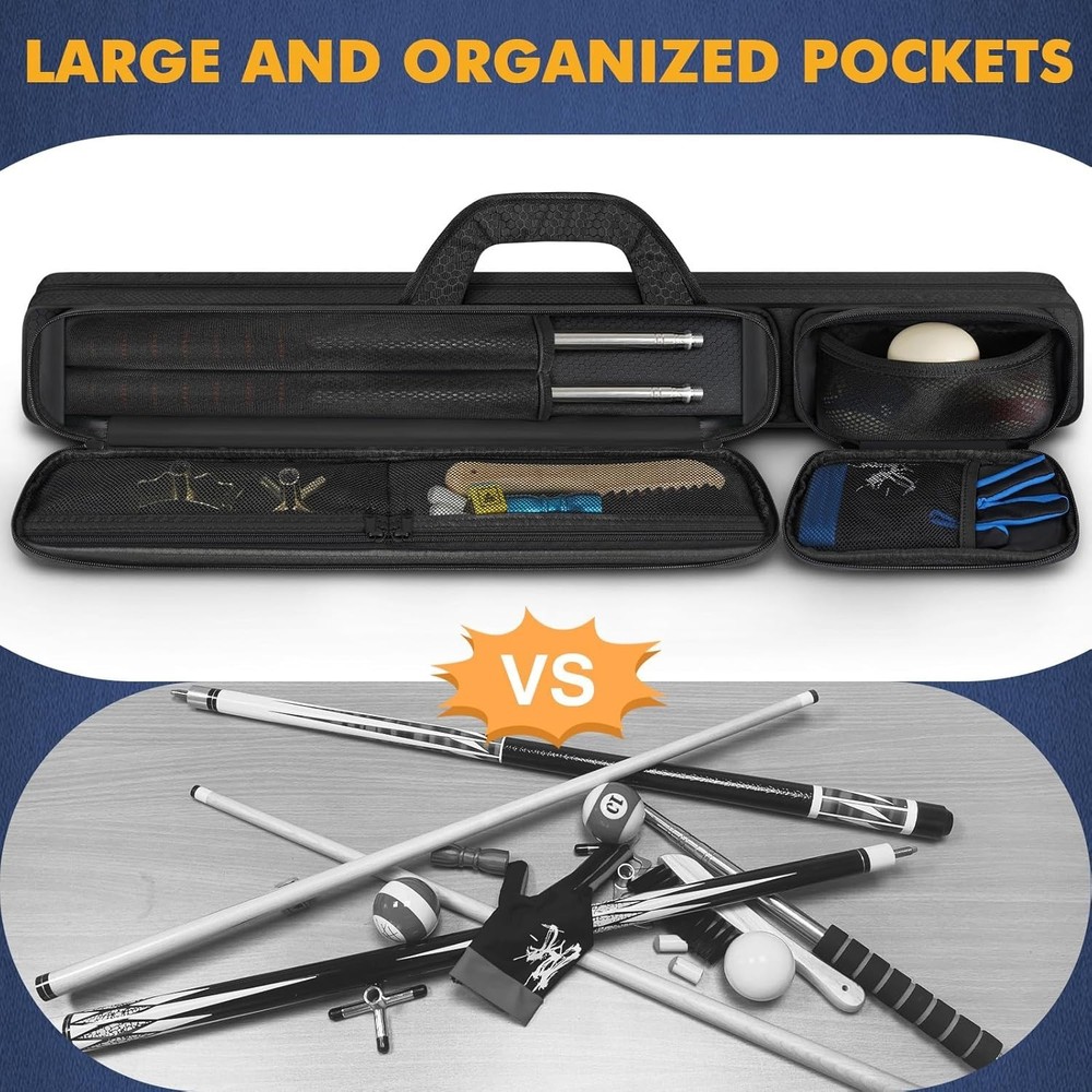 Lightweight Polyester Pool Cue Case 2x2 with Waterproof Fabric & Comfort Padding