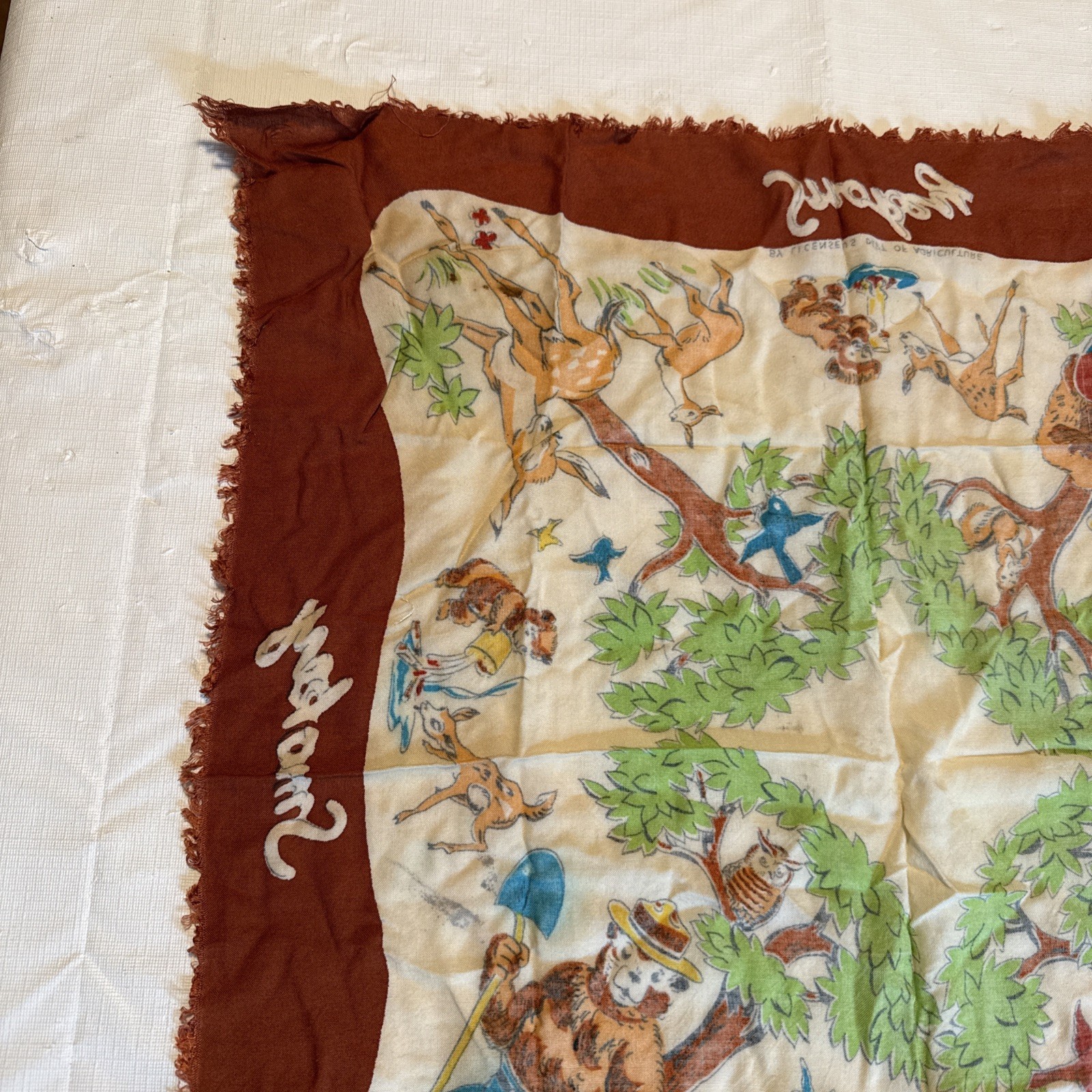 VTG 1940s-50s US Dept Agriculture SMOKEY THE BEAR Forestry Department SCARF-HTF