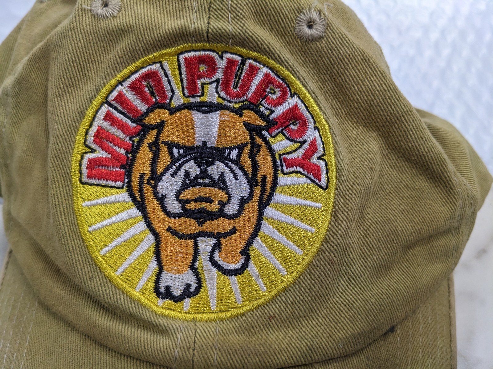 VINTAGE MUD PUPPY BULLDOG ADJUSTABLE HAT CAP USA TIBBAN MFG DAD MENS COMFORTABLE