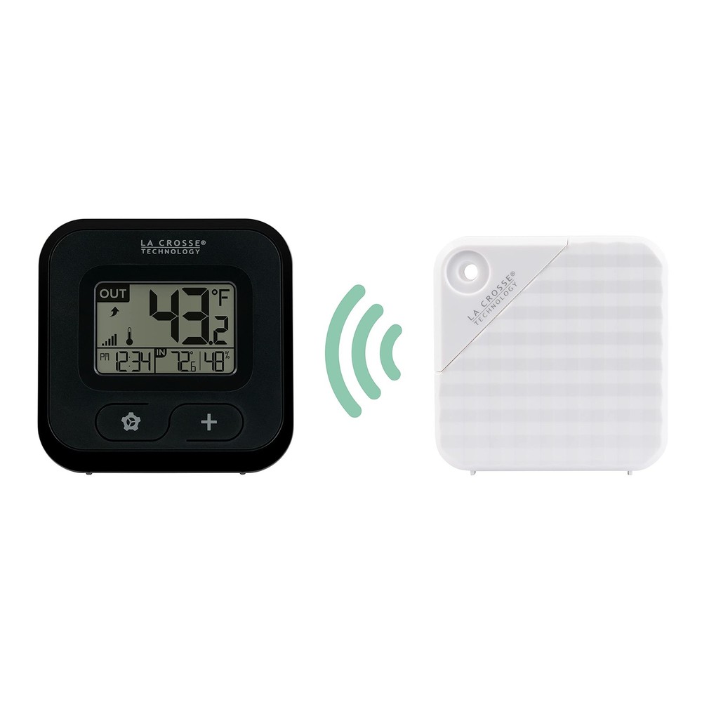 308-147 Wireless Compact Digital Thermometer with Humidity, Black