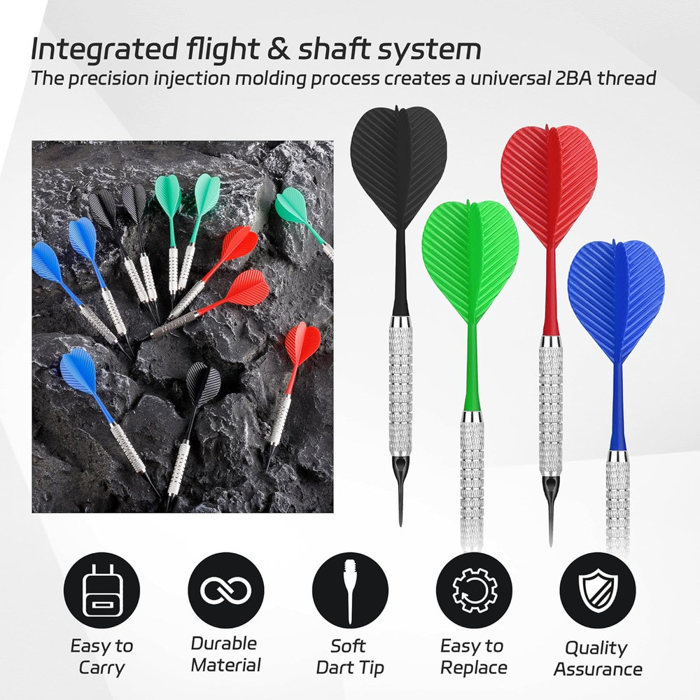 Plastic Tip Darts,12Pcs Soft Darts Set with 100 Plastic Tips for Electronic Dart