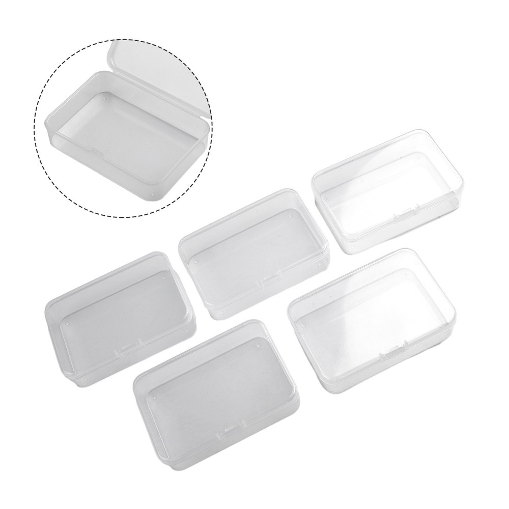 Plastic Box Rectangle Keeper Transparent Crafts Organizer 5pcs Storage